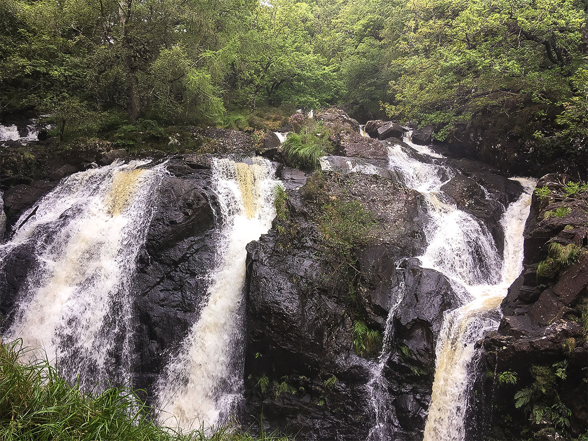 Rhaeadr Ddu Falls on Dolmelynllyn Estate hike in Snowdonia, Wales