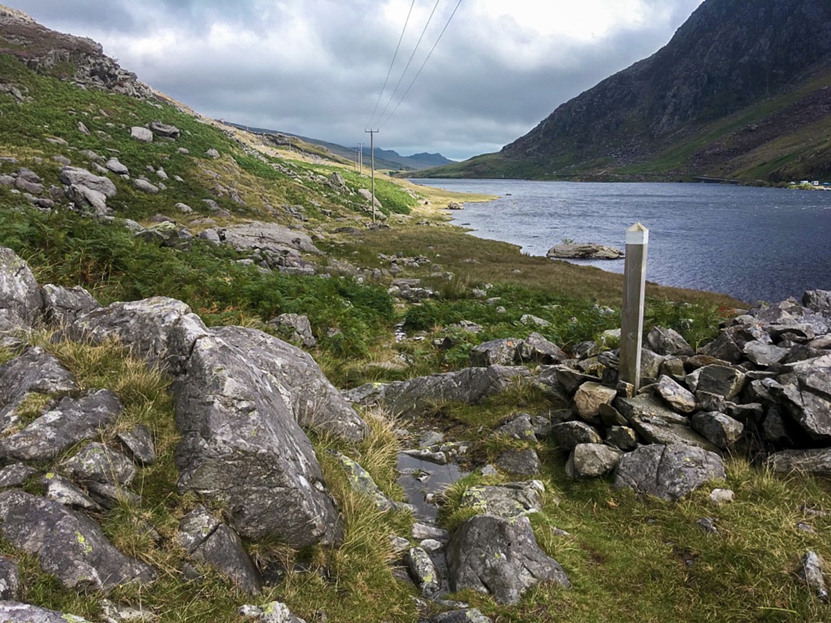 Beautiful view of Llyn Ogwen walk in Snowdonia from the west side