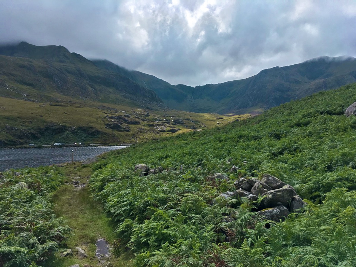 Glyder Fawr view from Llyn Ogwen walk in Snowdonia, Wales