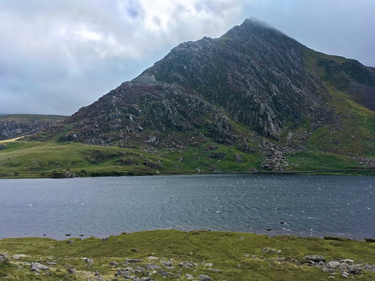 Tryfan view on Llyn Ogwen walk in Snowdonia, Wales