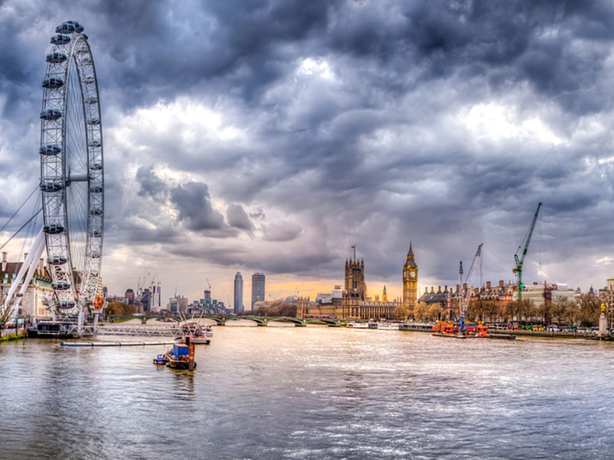 London from Embankment Bridge on Waterloo to Westminster walking tour in London, England