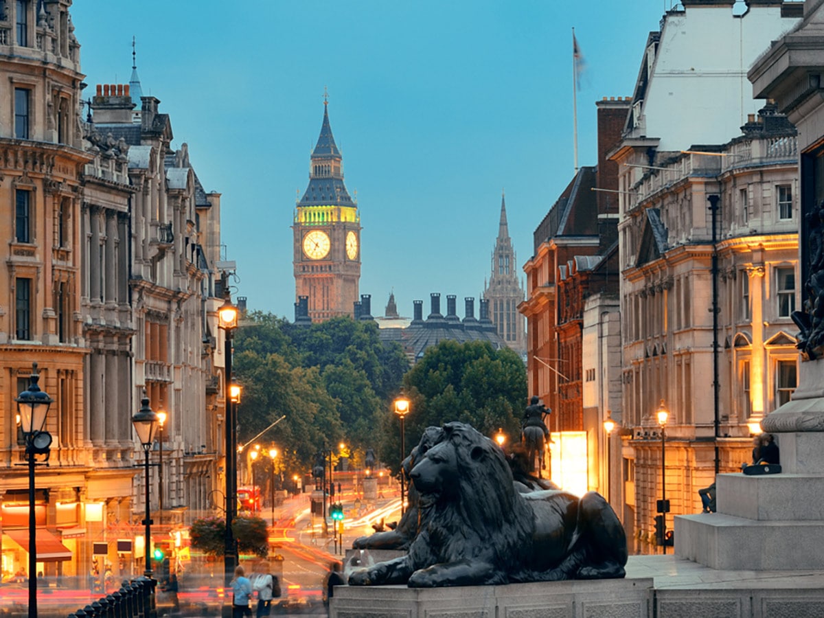Trafalgar Square on Waterloo to Westminster walking tour in London, England