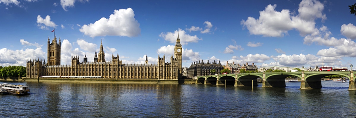 See the houses of Parliament in London on a city walk, England