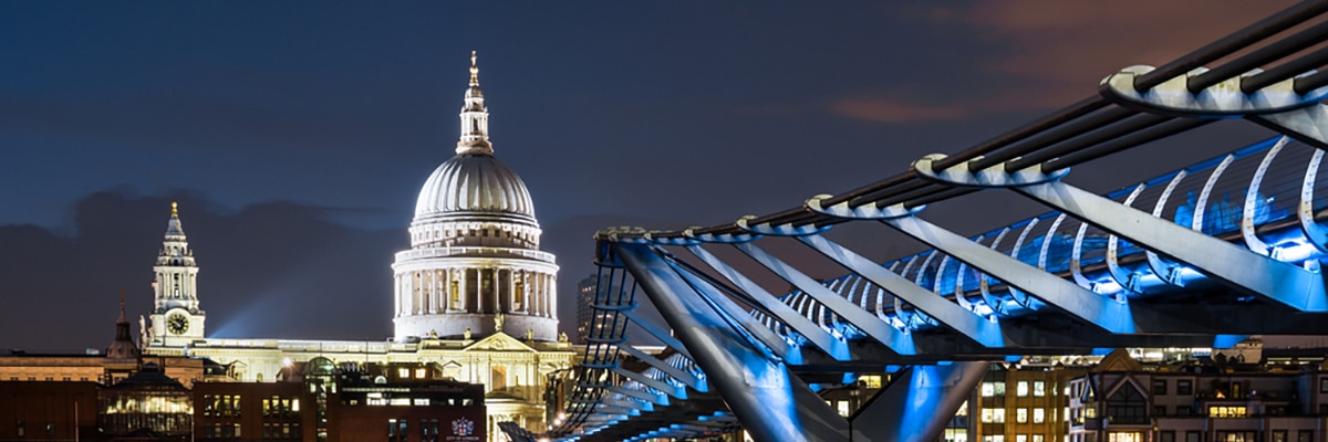 Beautiful view on Charing Cross to Tate Modern walking tour in London, England