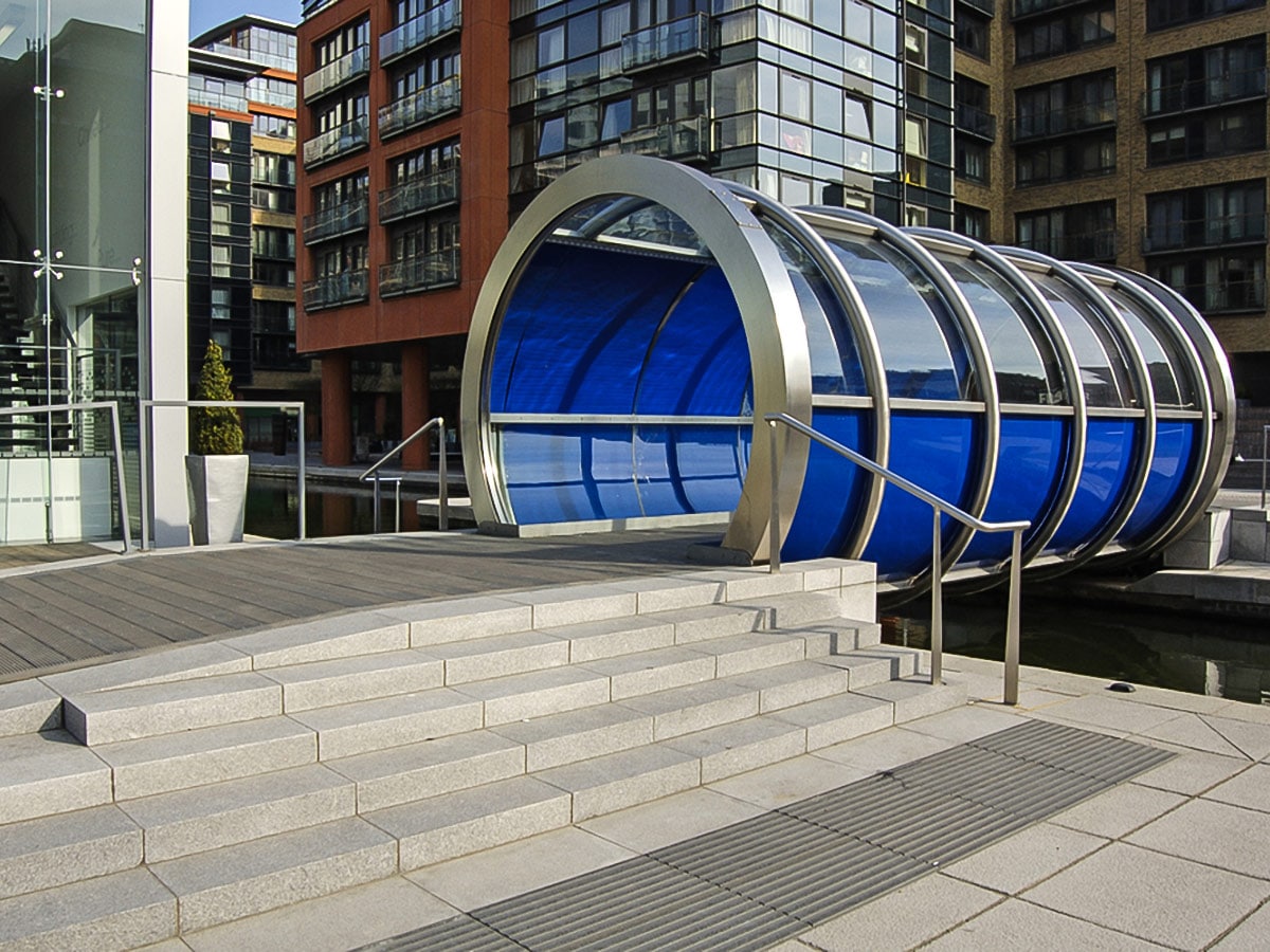 Modern Walkway over Paddington Basin on Regent's Canal from Edgware Road to Camden Town walking tour in London, England