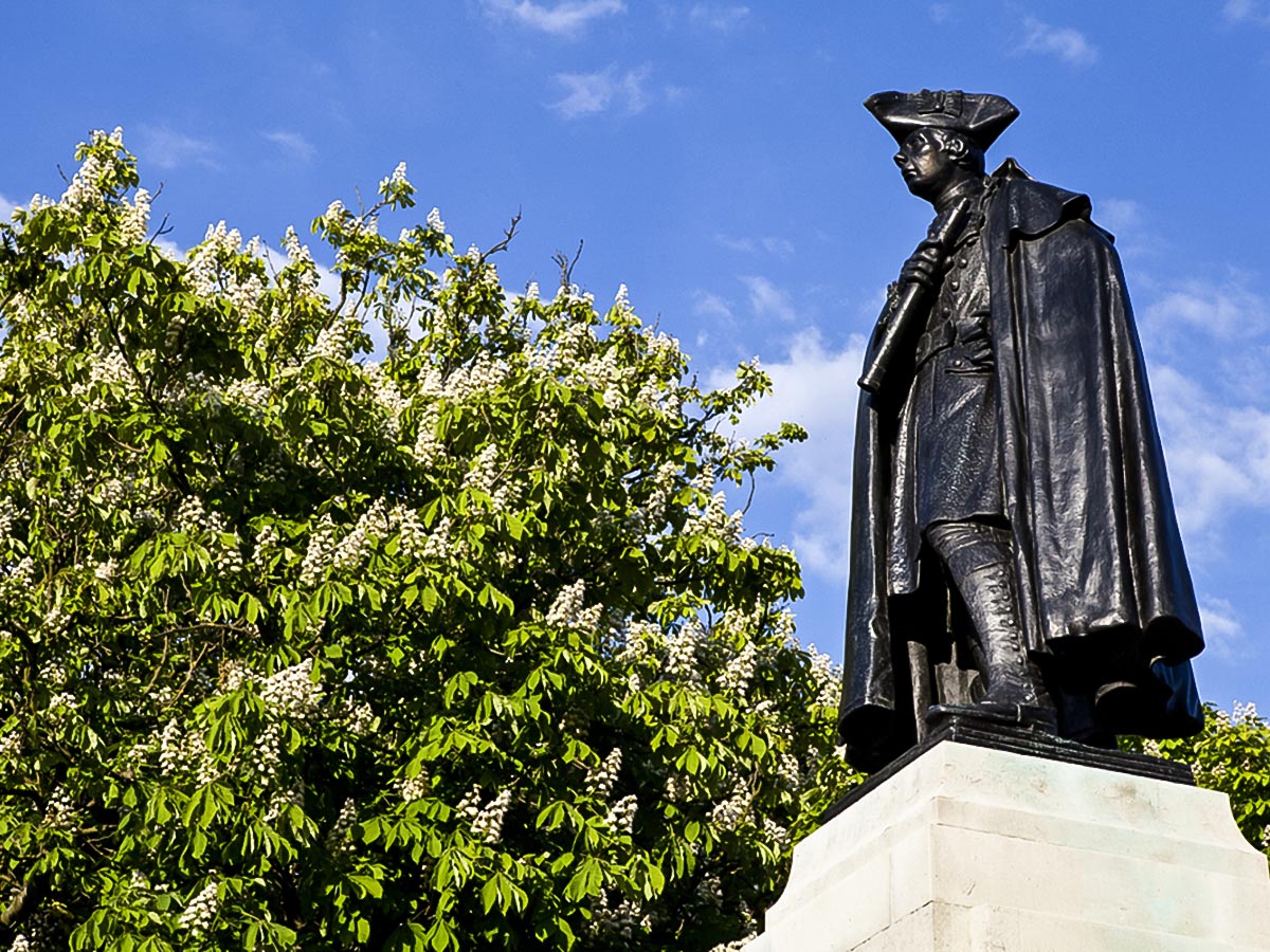 General James Wolfe Statue on Greenwich to The Tower via Canary Wharf and the Thames walking tour in London, England