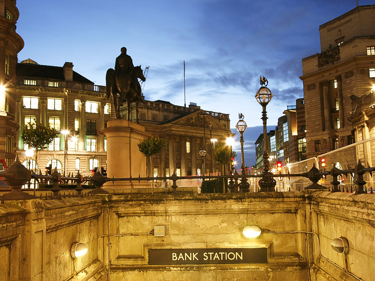 Bank Station on King’s Cross to the City of London walking tour in London, England