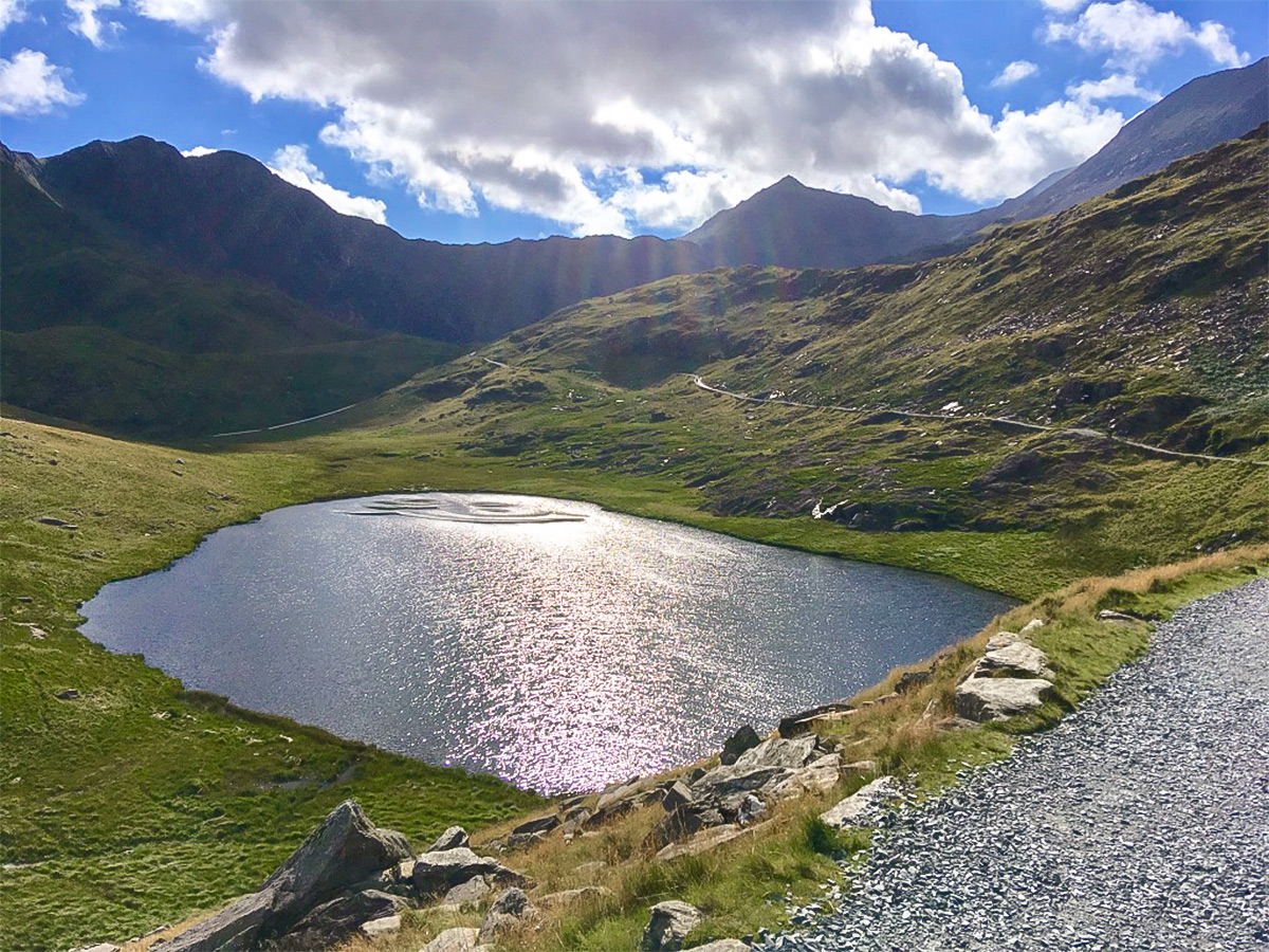 Llyn Llydaw and Snowdon summit on Snowdon via Pyg Track and Miners Track hike in Snowdonia, Wales