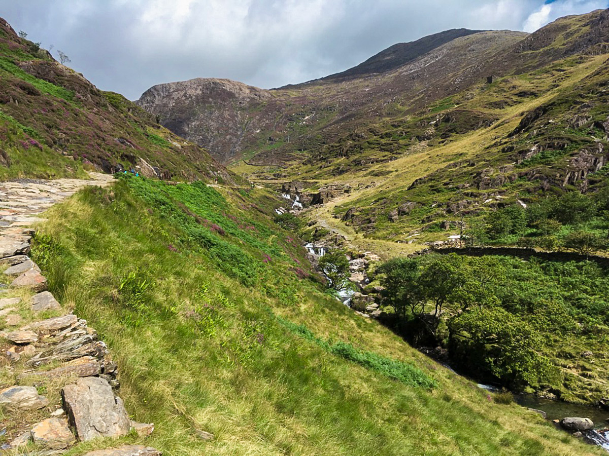 Cwm Llan falls on Snowdon via the Watkin hike in Snowdonia, Wales