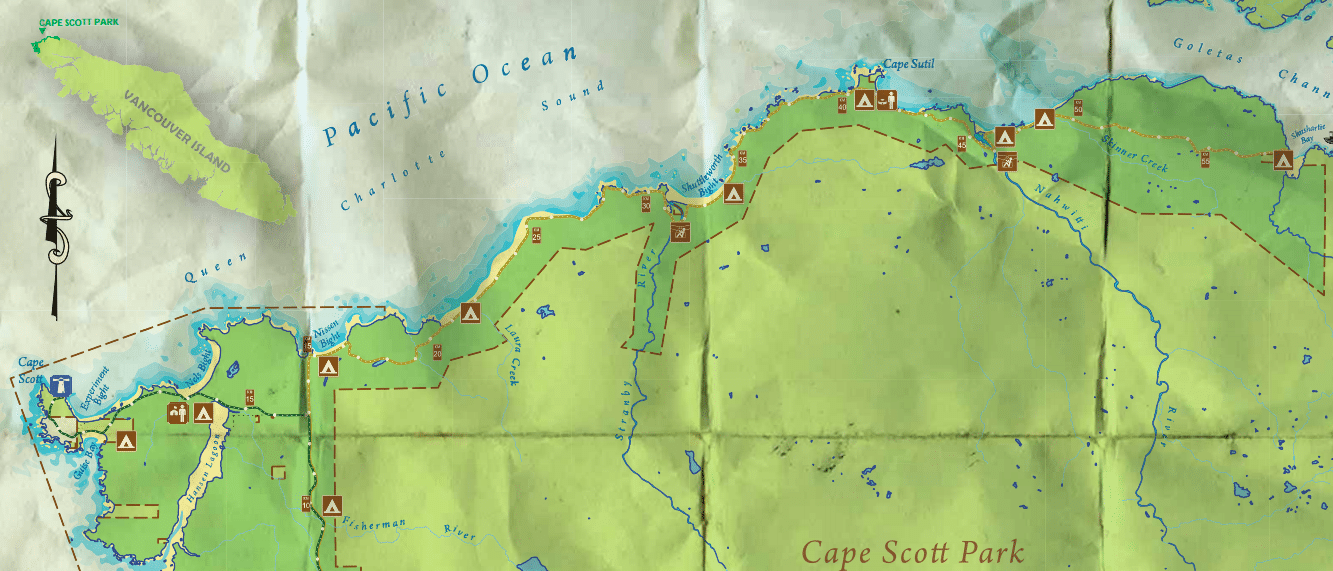 Map of North Coast Trail on Vancouver Island
