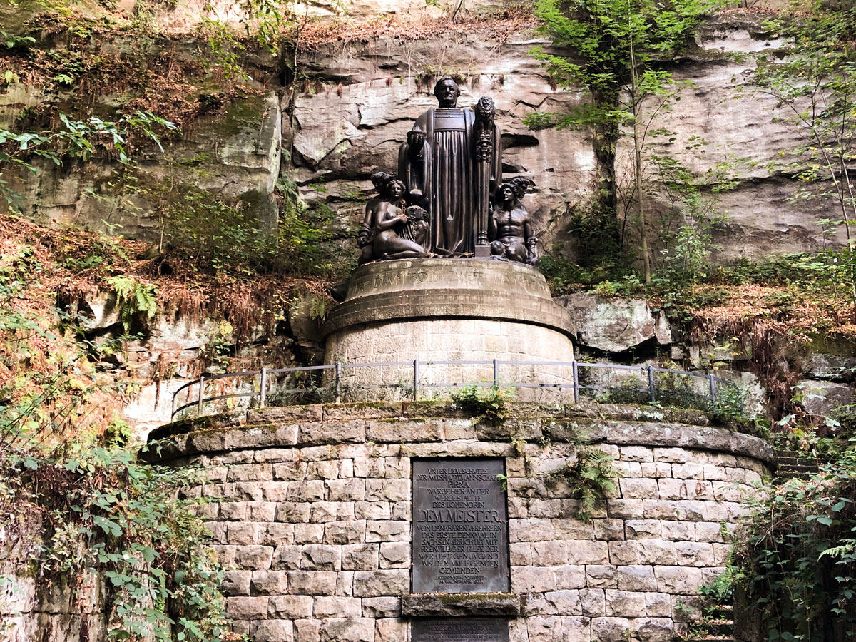 Monument to classical composer Richard Wagner on Malerweg hike, Germany