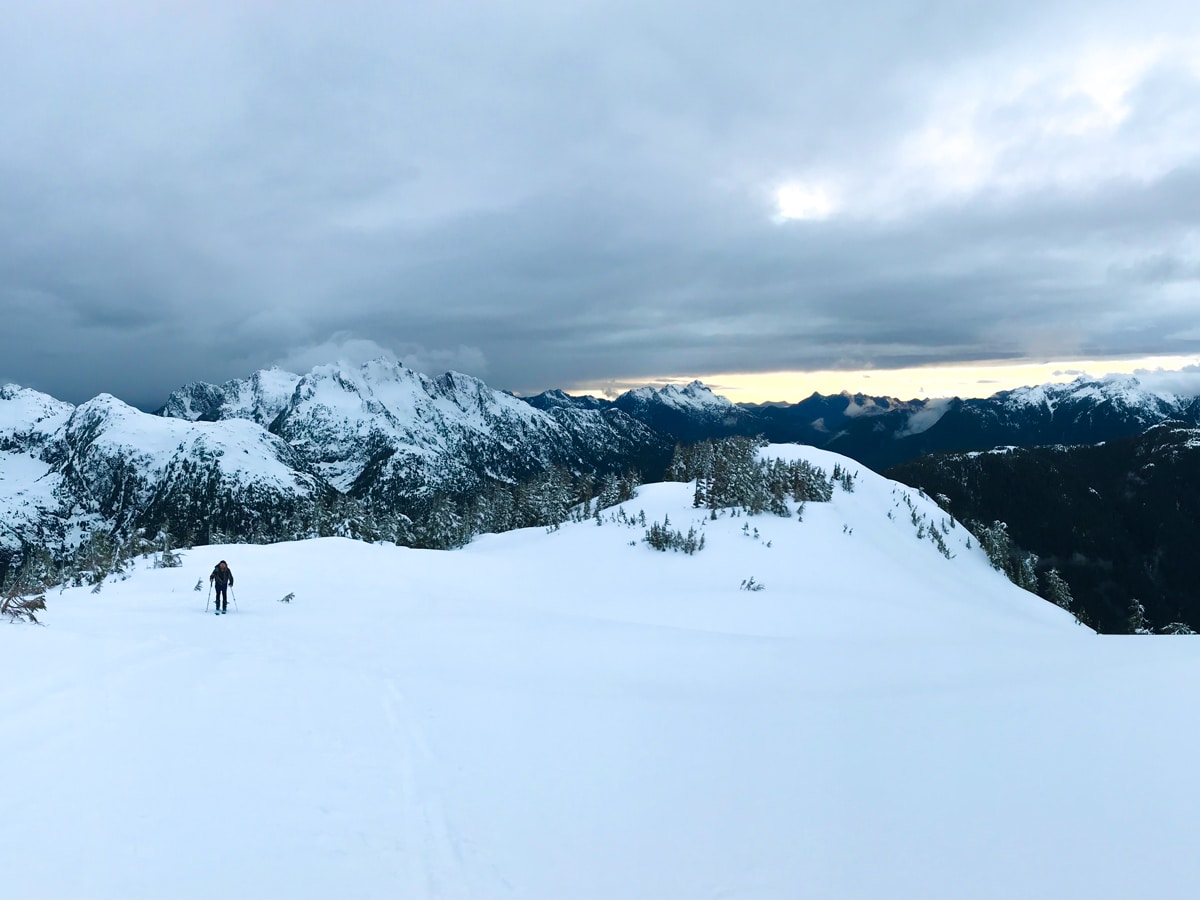 On the track on Vancouver Island while skiing at the Newest ACC Hut on 5040