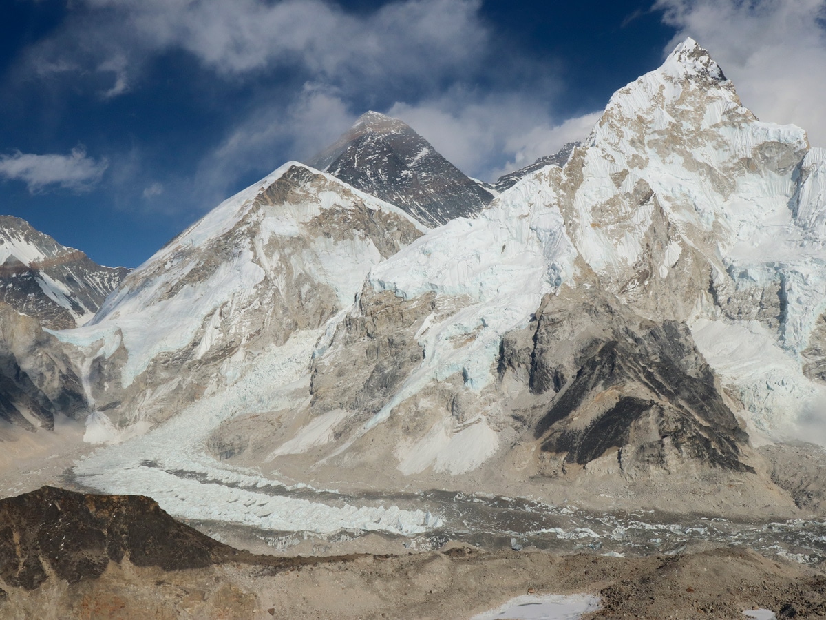 View of Everest and Mount Everest Base Camp from Kala Patthar on a trek