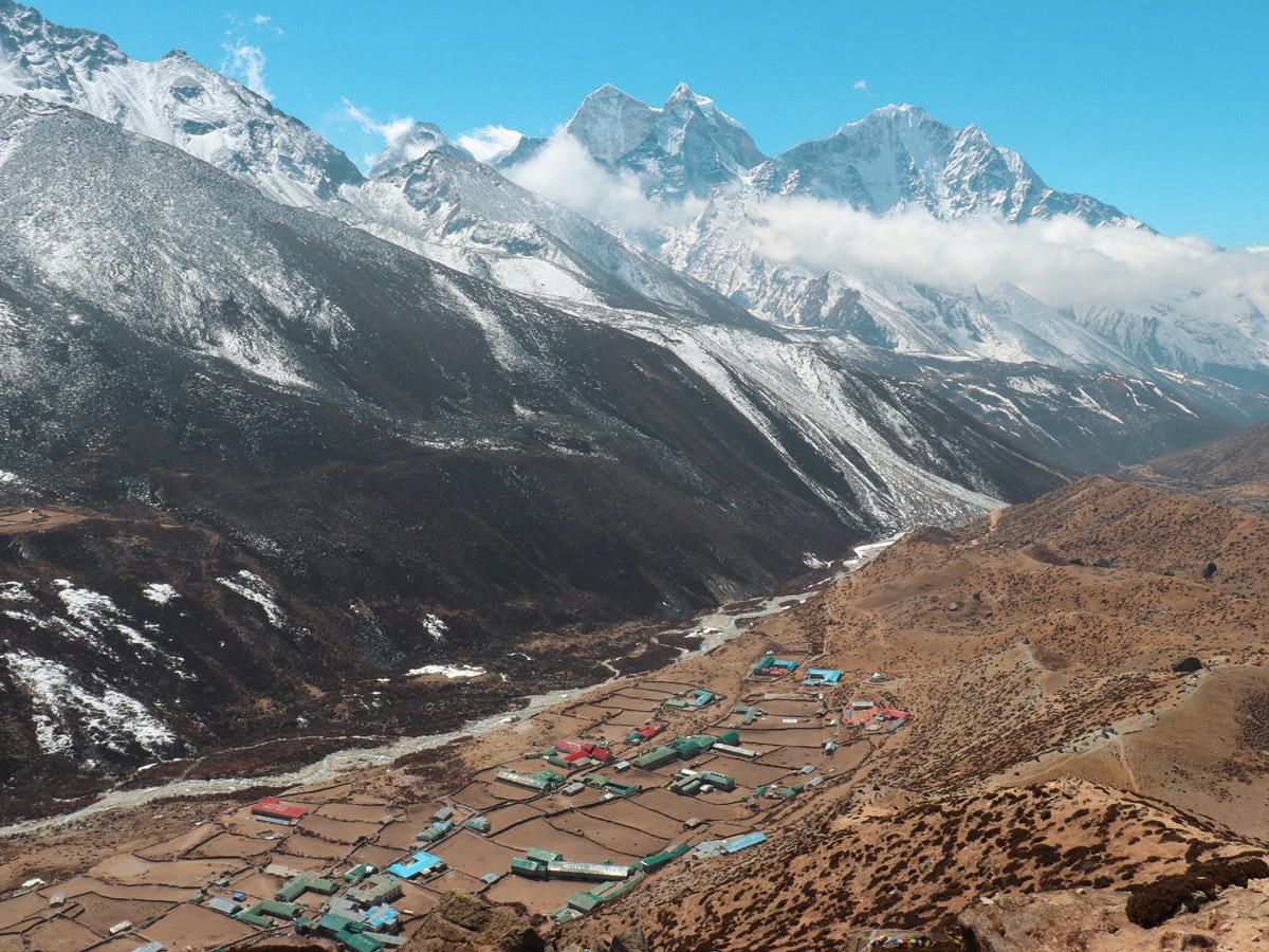 Looking down on Dingboche on Mount Everest Base Camp Trek