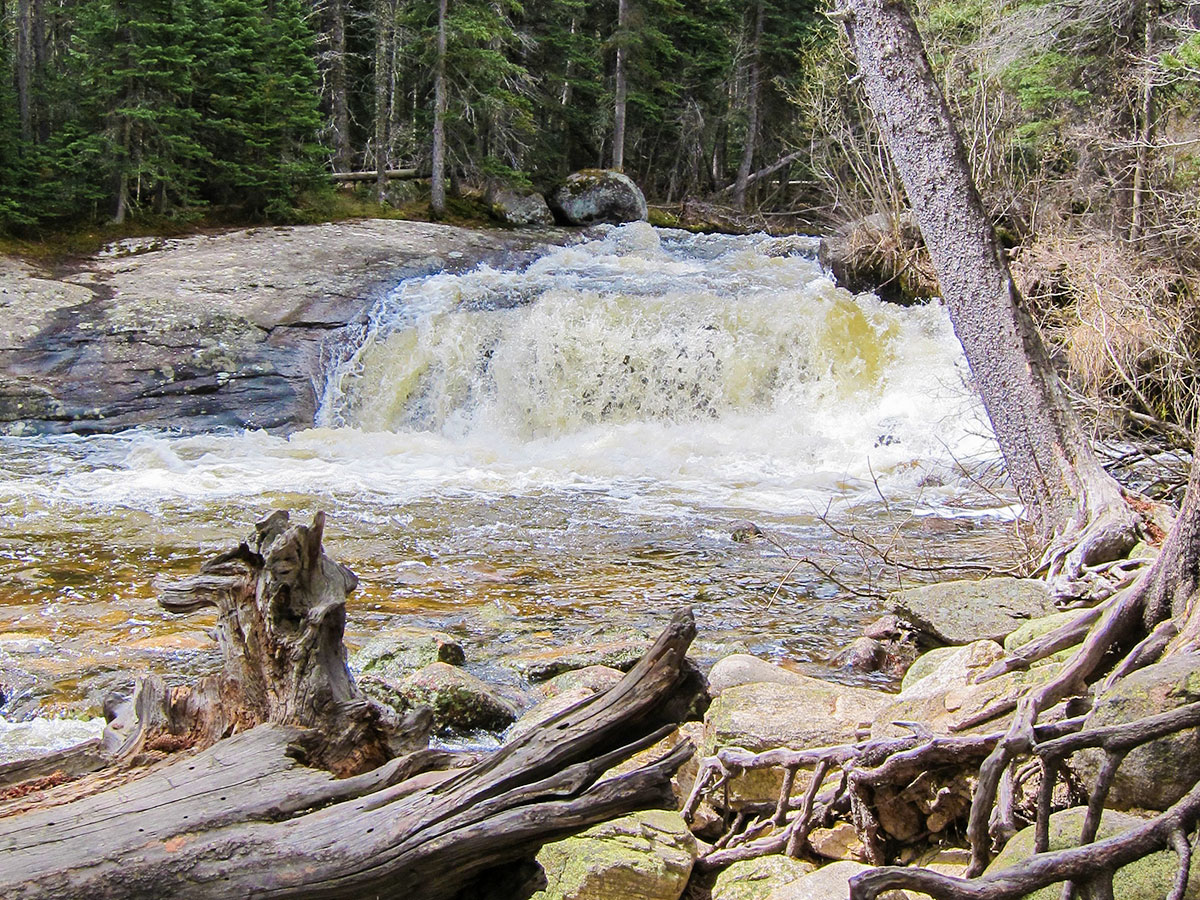 Falls on Bluebird Lake hike in Rocky Mountain National Park, Colorado