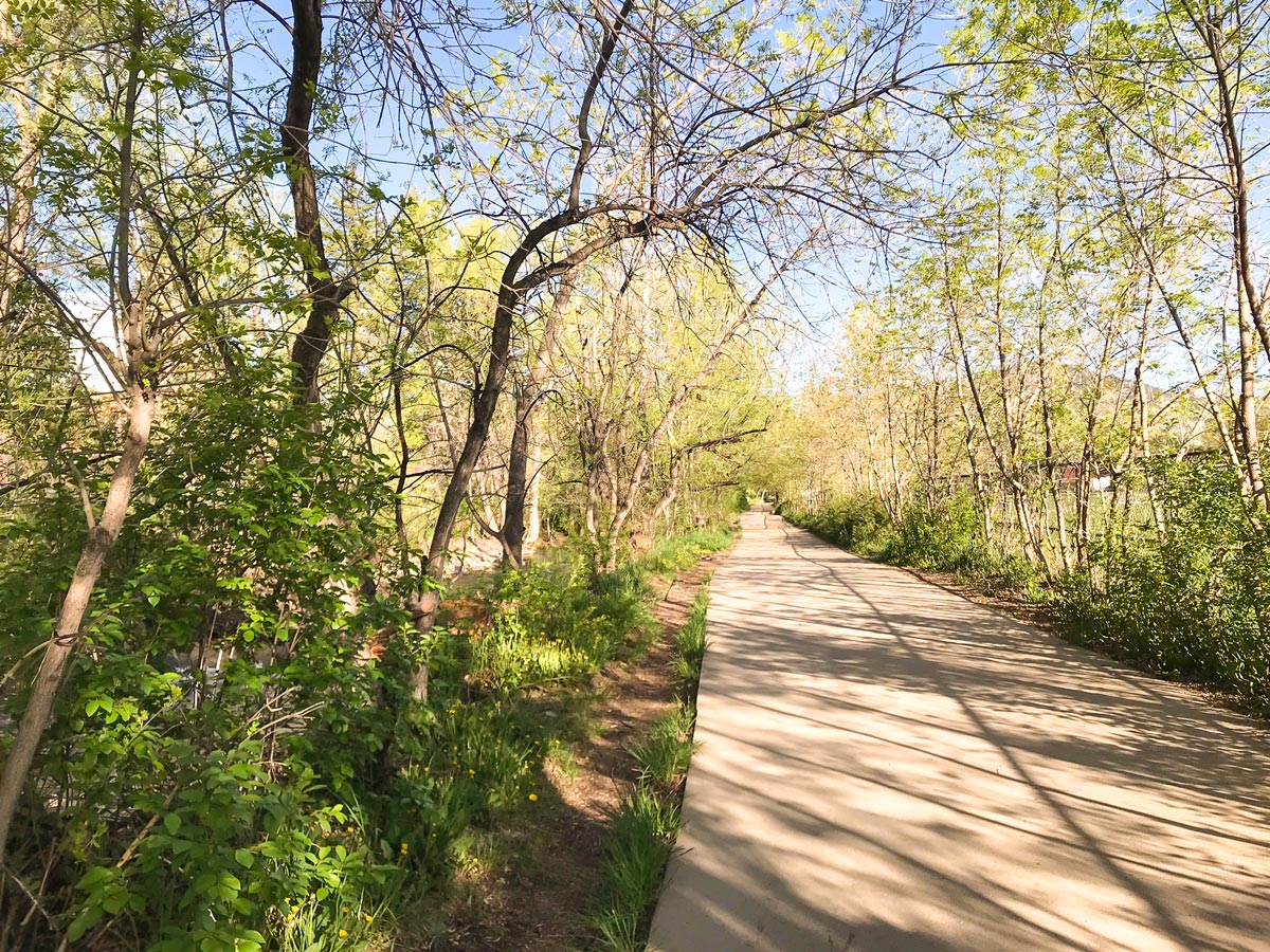 Great trail of Boulder Creek Trail road biking route in Boulder, Colorado