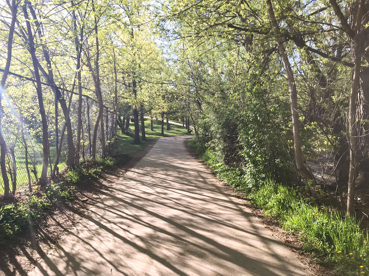 Quiet route of Boulder Creek Trail road biking route in Boulder, Colorado