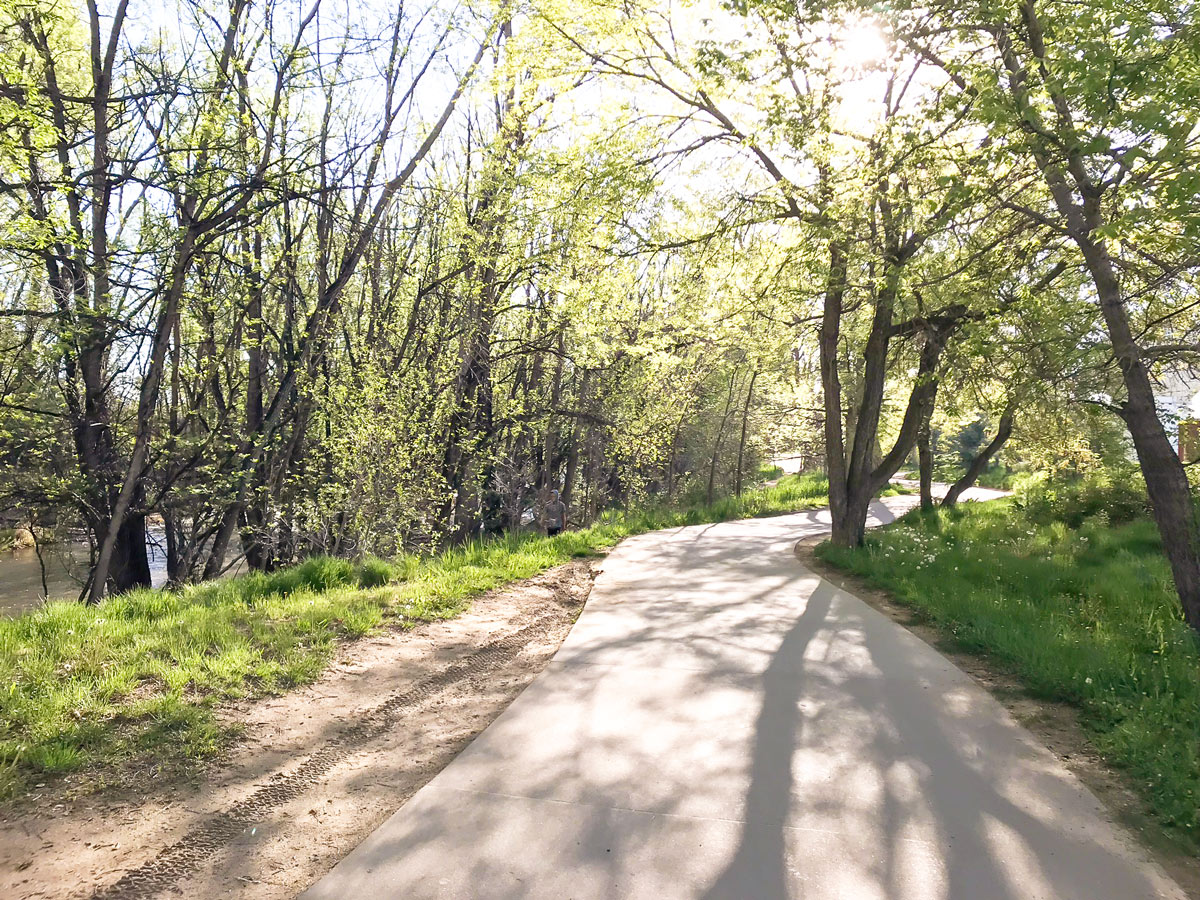 Spring on Boulder Creek Trail road biking route in Boulder, Colorado