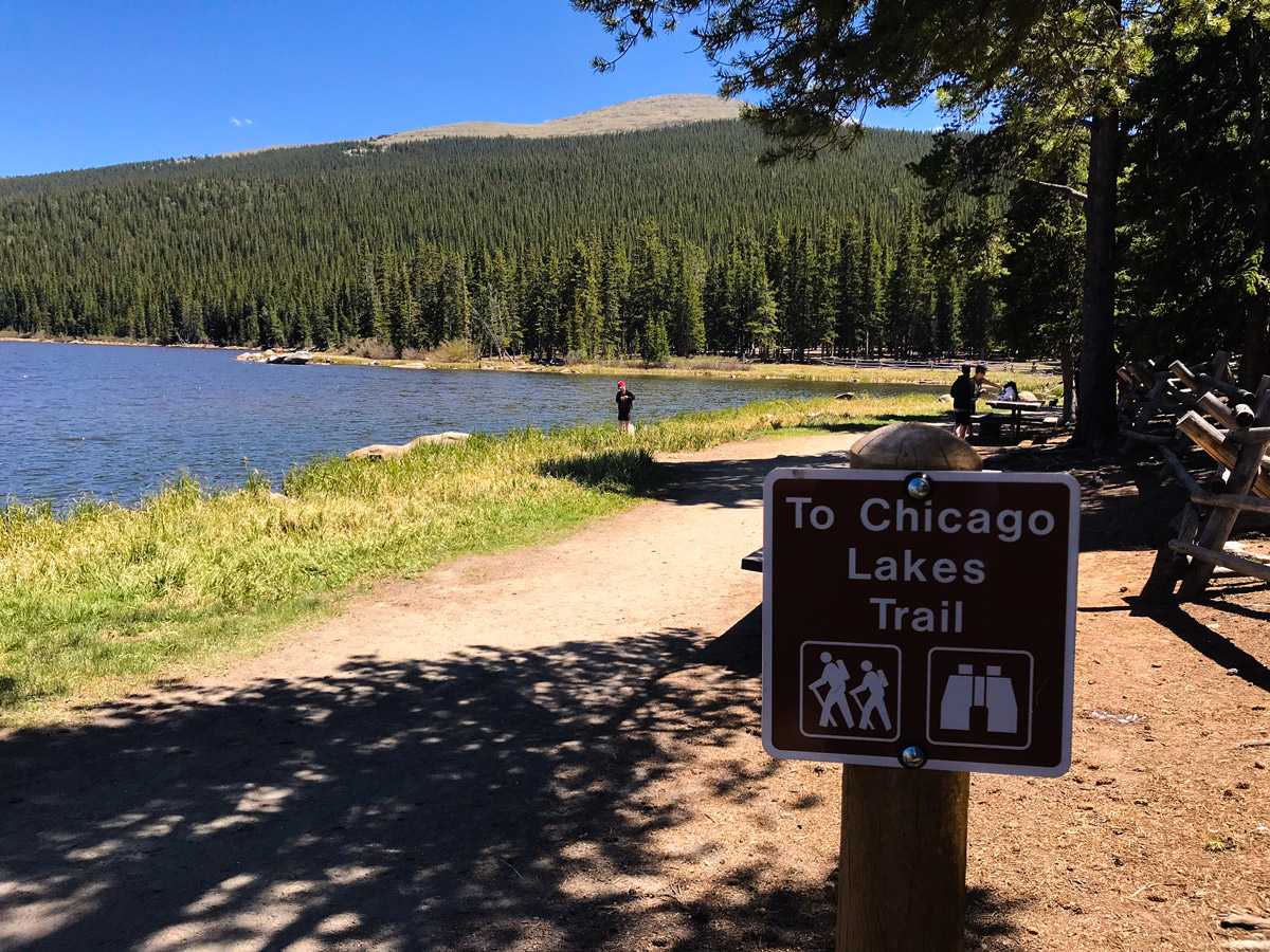 Sign on Chicago Lakes hike near Denver, Colorado