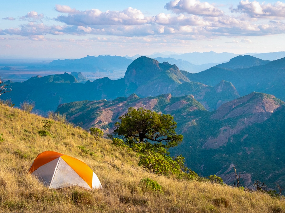 Lisa Germany camping on top of Mt Poi on a trek in Northern Kenya