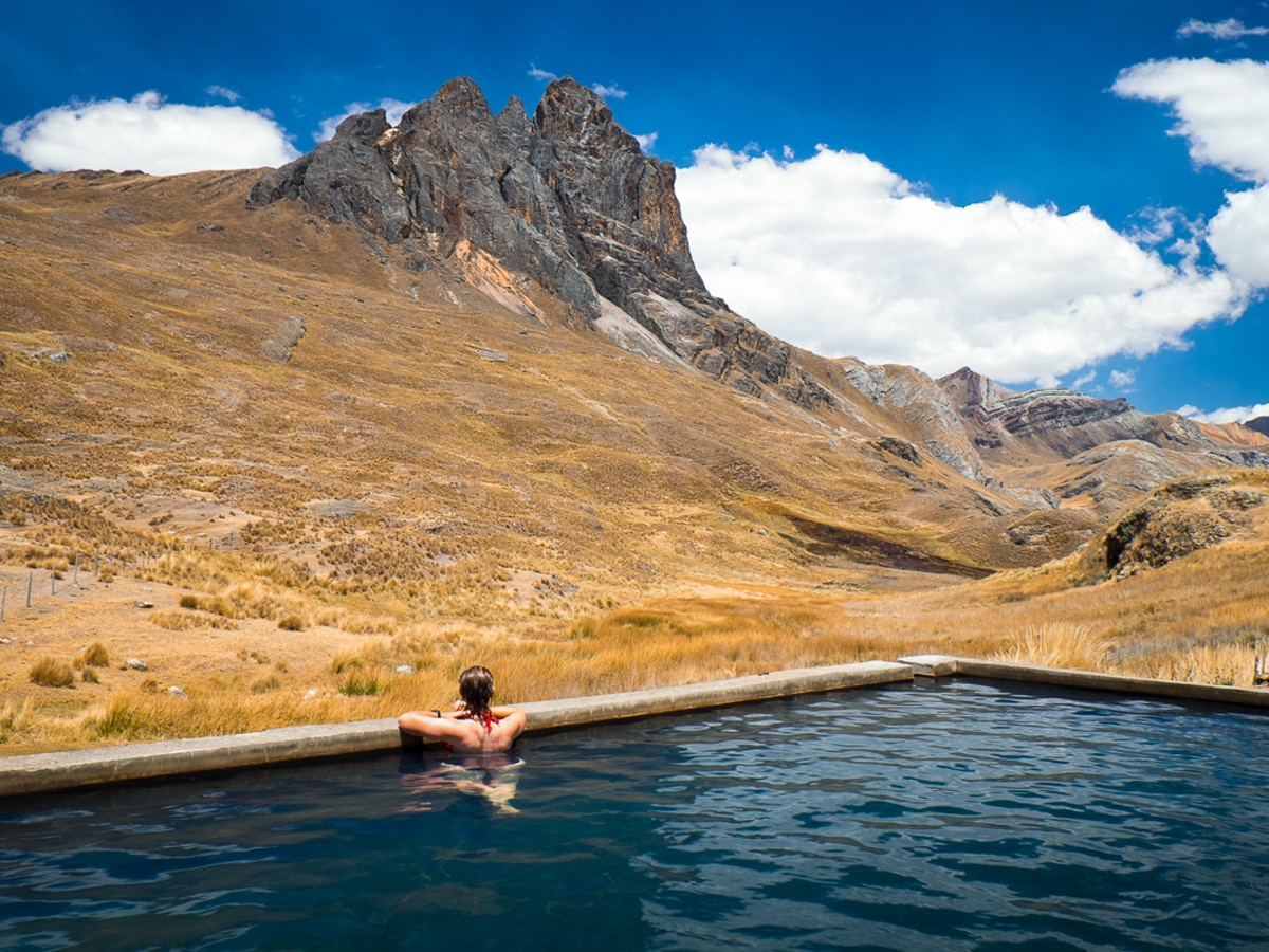 Hot springs on Huayhuash Circuit in Peru