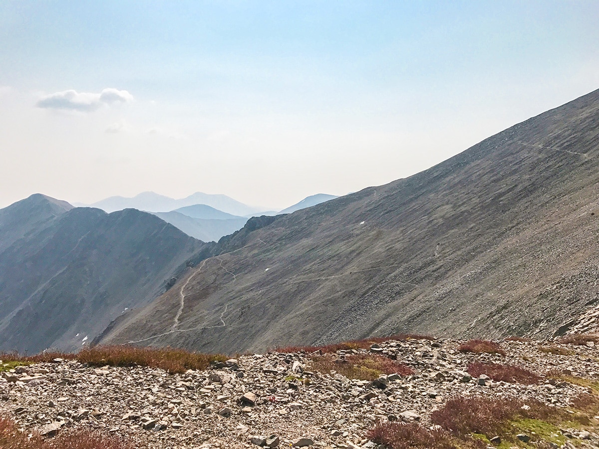 Sunny day on Grays Peak and Torreys Peak hike near Denver, Colorado