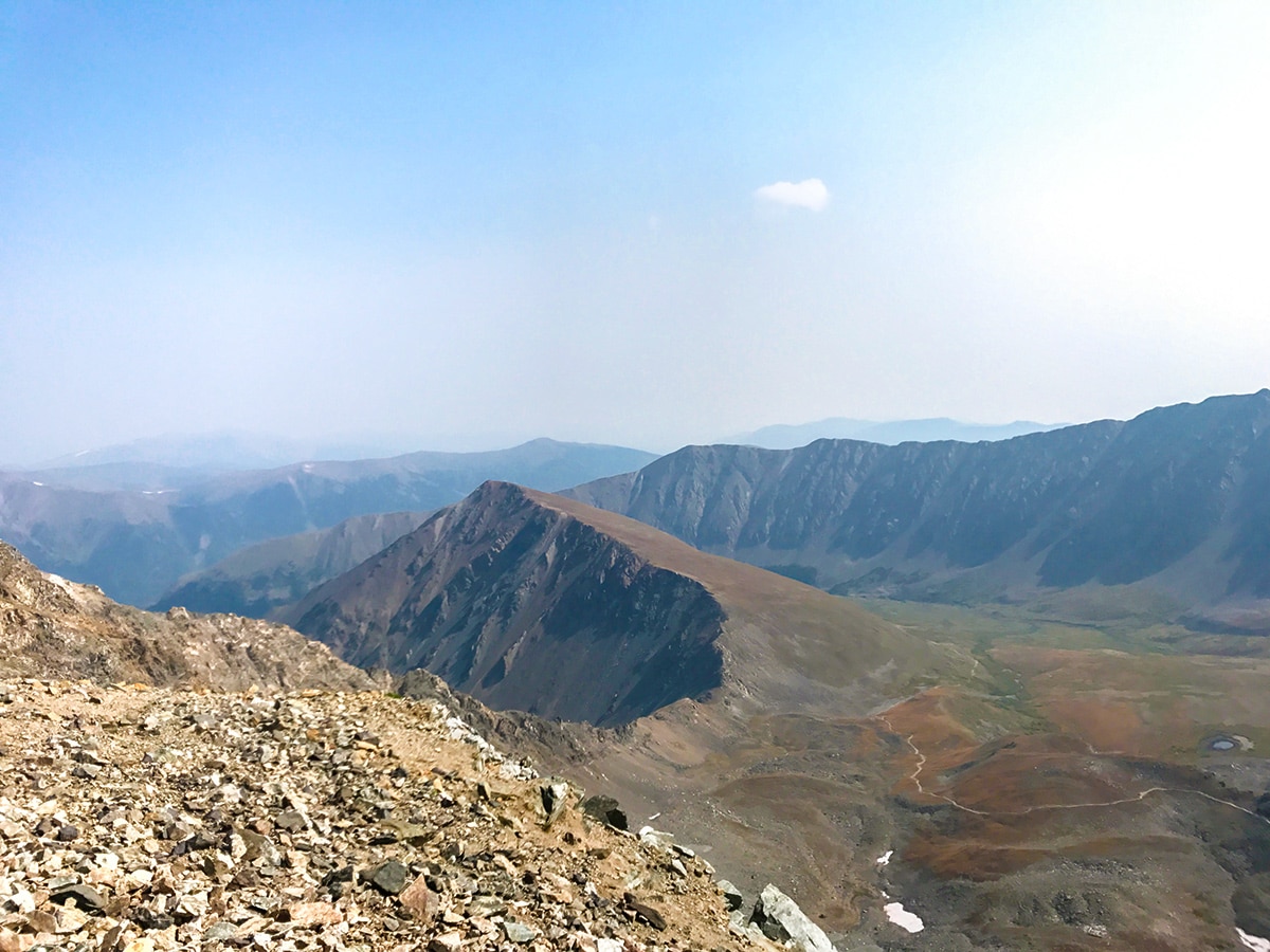 Ridge views on Grays Peak and Torreys Peak hike near Denver, Colorado