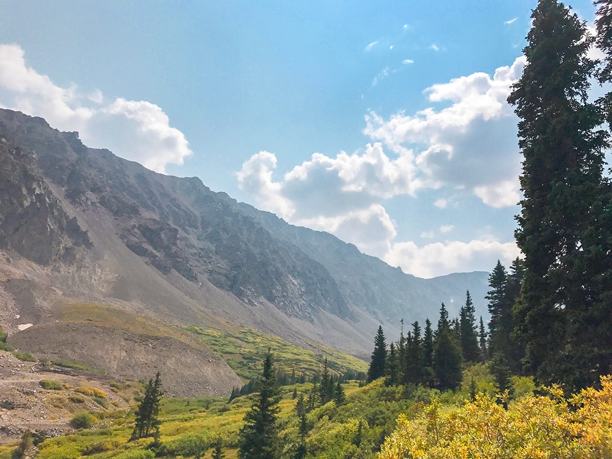 Sunny day views on Grays Peak and Torreys Peak hike near Denver, Colorado