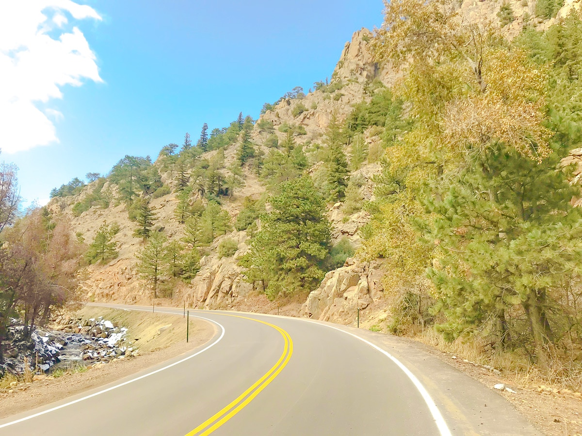 Rocky slope on Jamestown road biking route near Boulder, Colorado