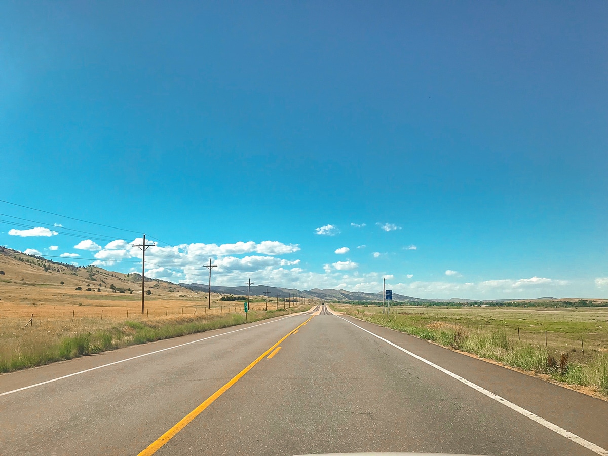 Straight road on US 36 to Lyons road biking route in Boulder, Colorado