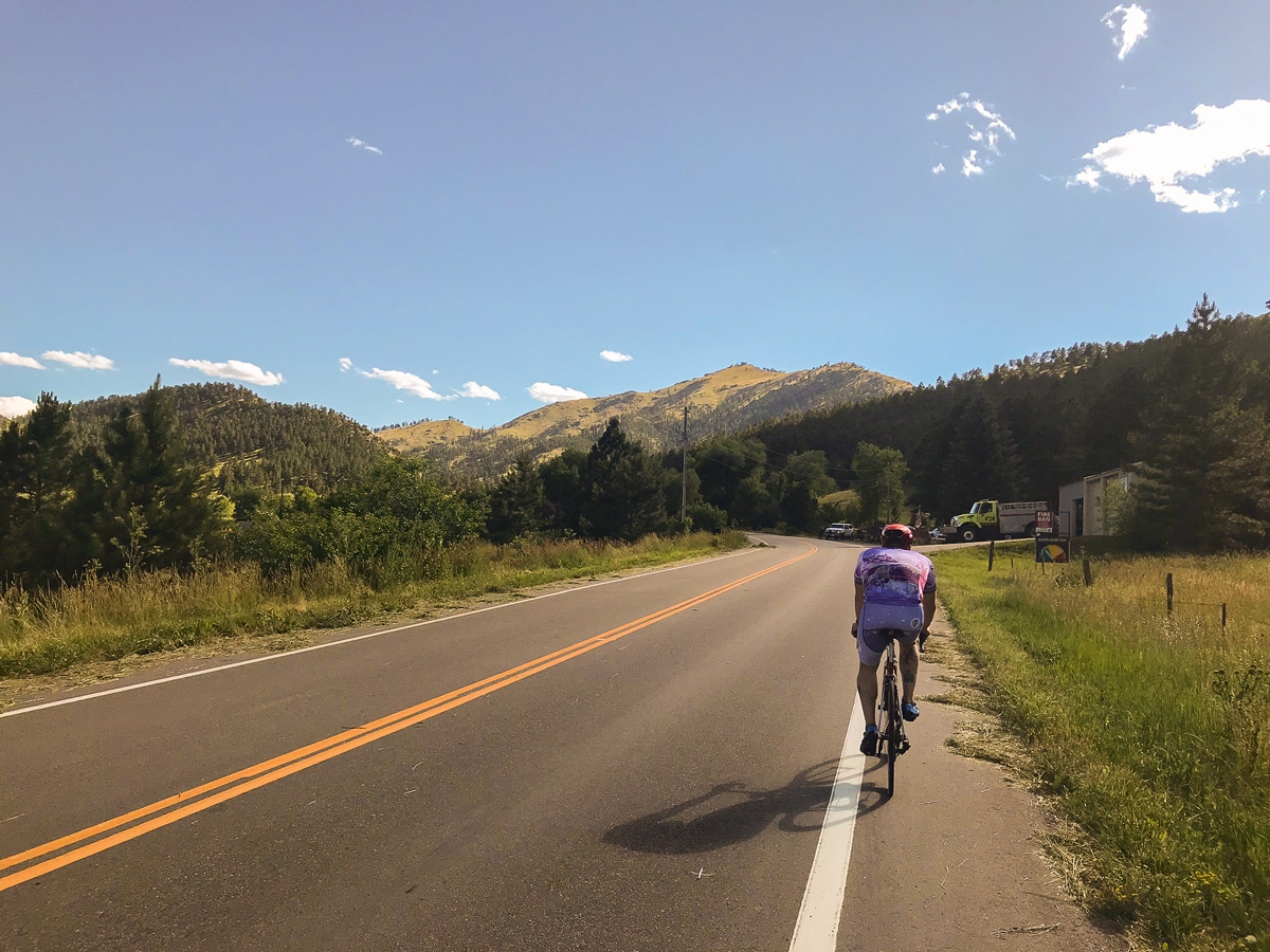 Bikers on Left Hand Canyon road biking route near Boulder, Colorado