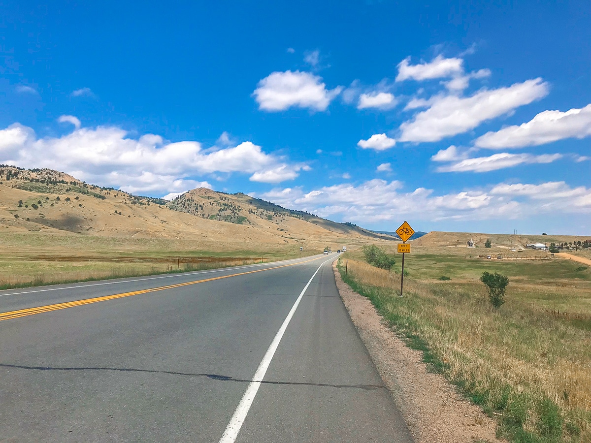 Views along US 36 to Lyons road biking route in Boulder, Colorado