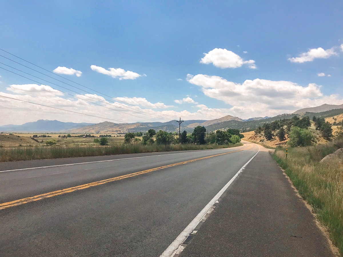 Downhill part of US 36 to Lyons road biking route in Boulder, Colorado