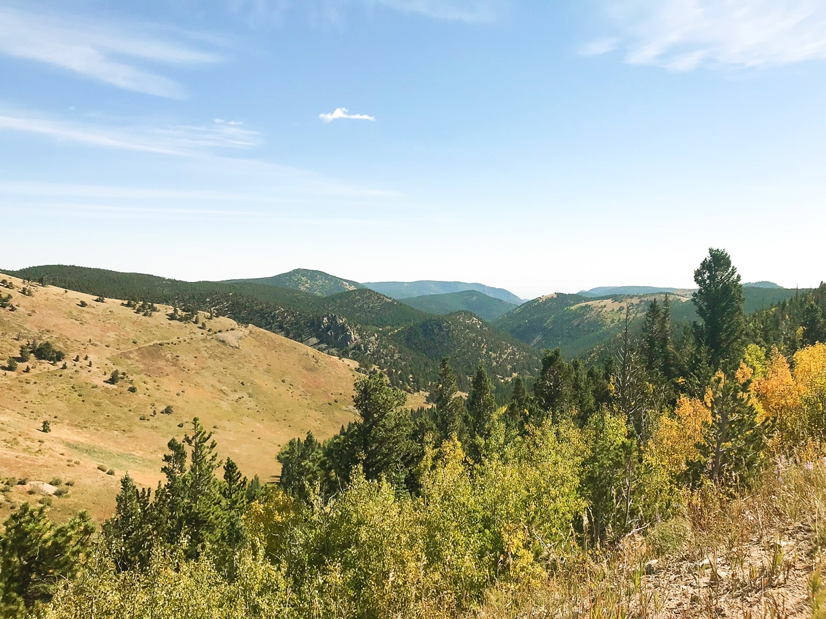 Valleys along Peak to Peak Highway road biking route in Boulder, Colorado