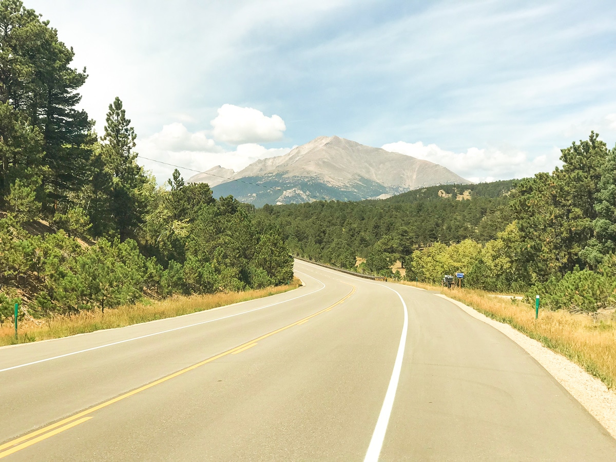 Mountain along Peak to Peak Highway road biking route in Boulder, Colorado