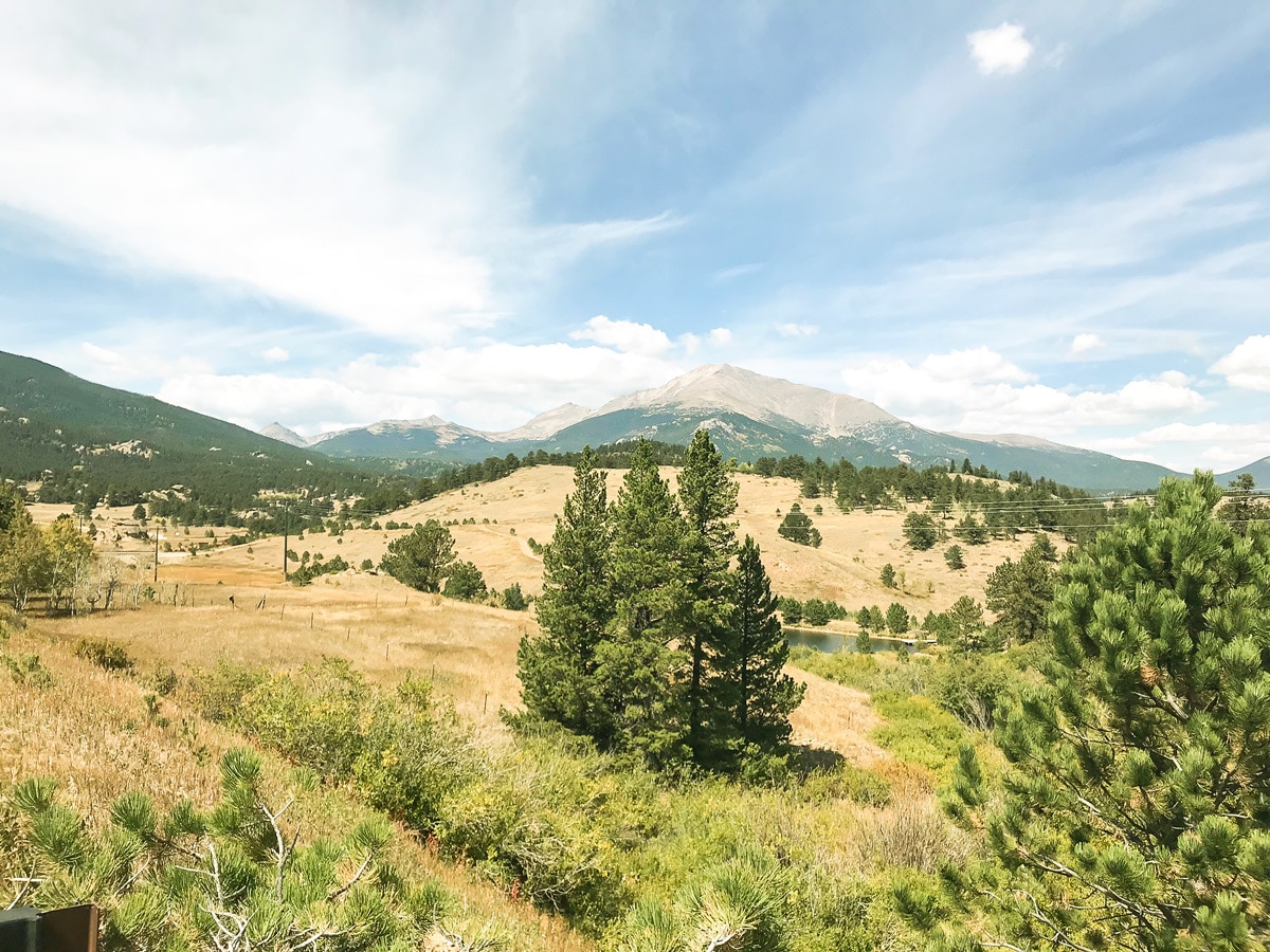 Views from overlook on Peak to Peak Highway road biking route in Boulder, Colorado