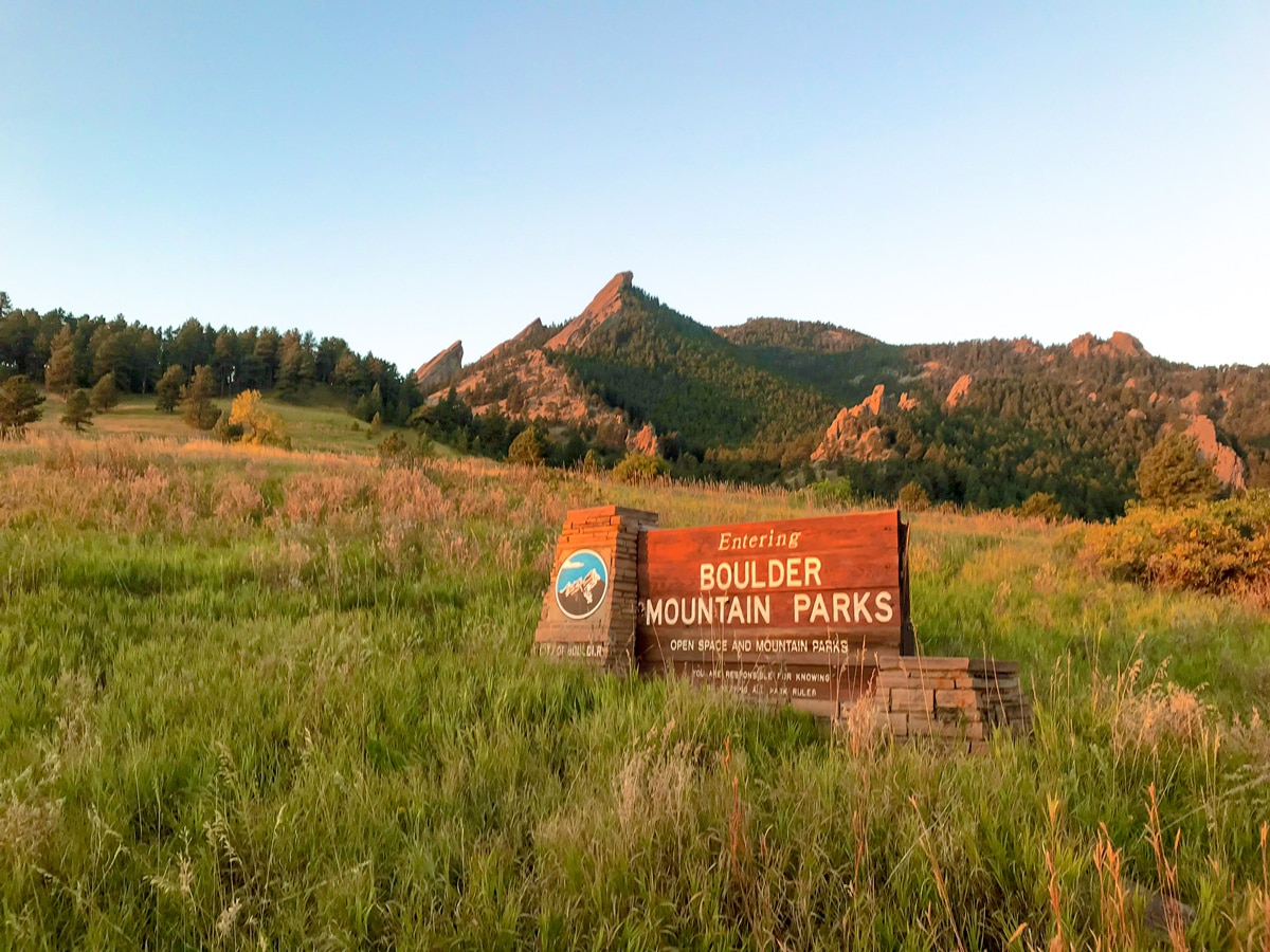 Sign on Flagstaff Mountain road biking route near Boulder, Colorado
