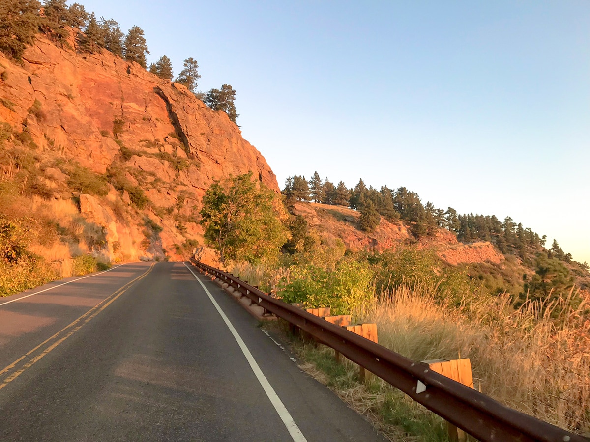 Rocks along Flagstaff Mountain road biking route near Boulder, Colorado