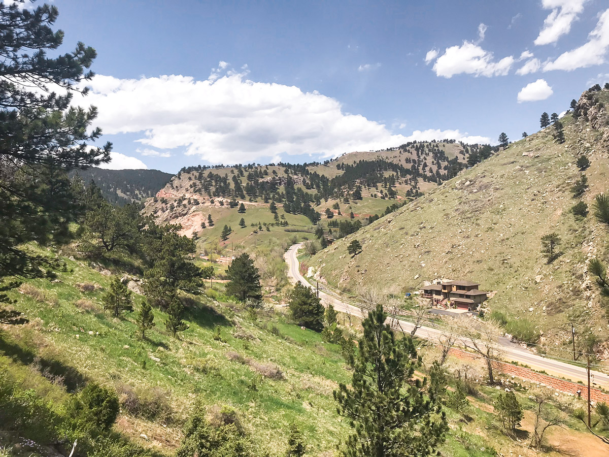 Beautiful scenery on Lee Hill road biking route in Boulder, Colorado