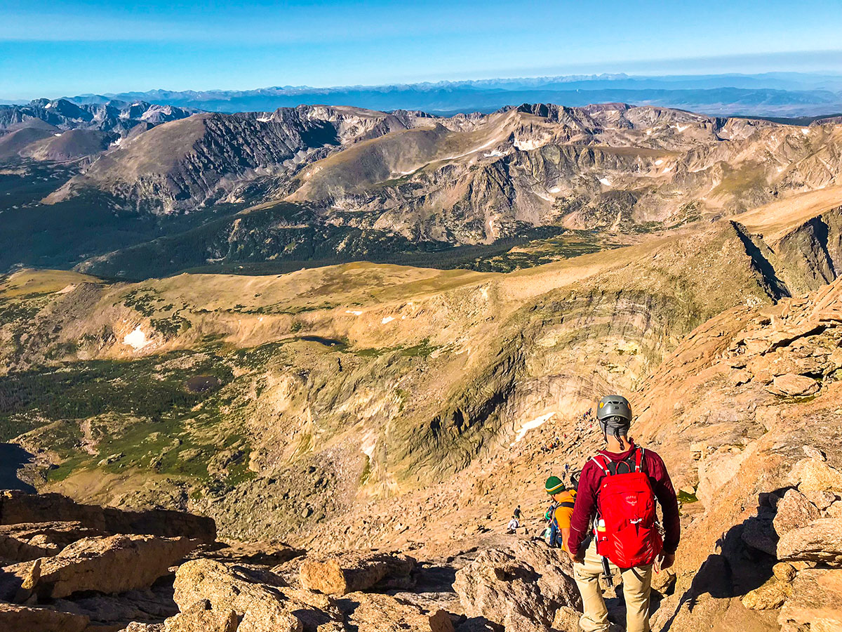 Trail down on Longs Peak scramble in Rocky Mountain National Park, Colorado