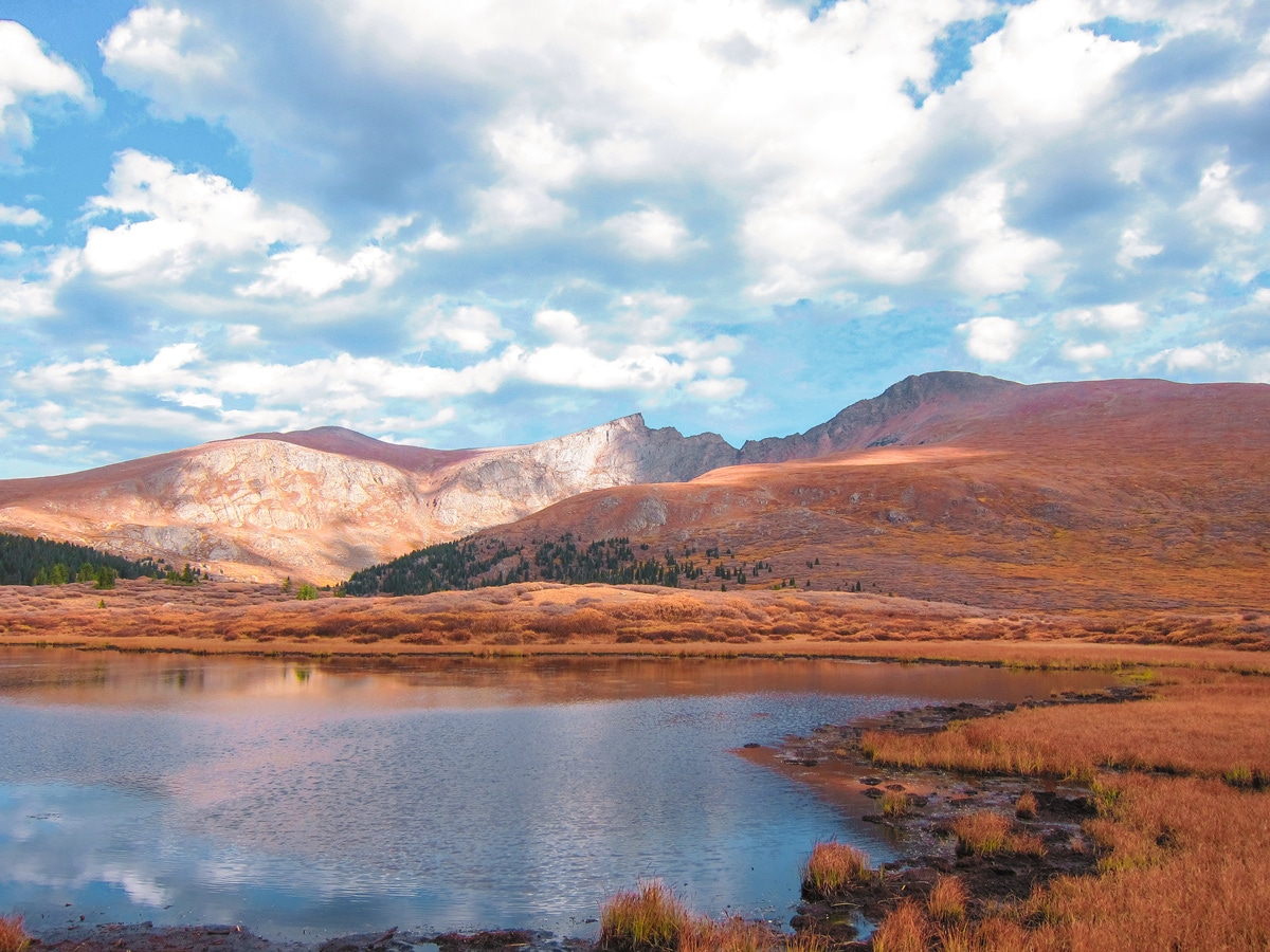 Beautiful lake on Mount Bierstadt hike near Denver, Colorado