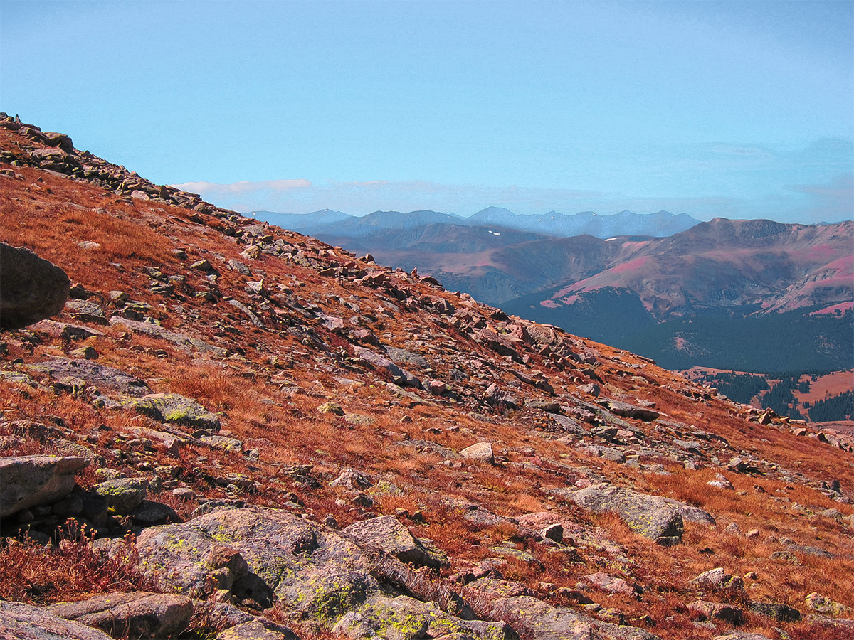 Rocky slope on Mount Bierstadt hike in Denver, Colorado