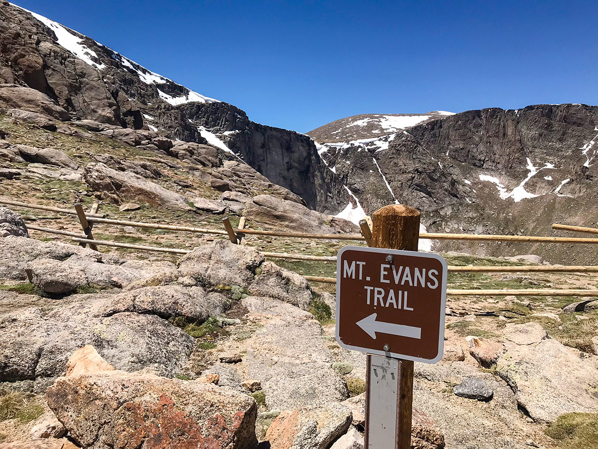 Sign on Mount Evans hike in Denver, Colorado