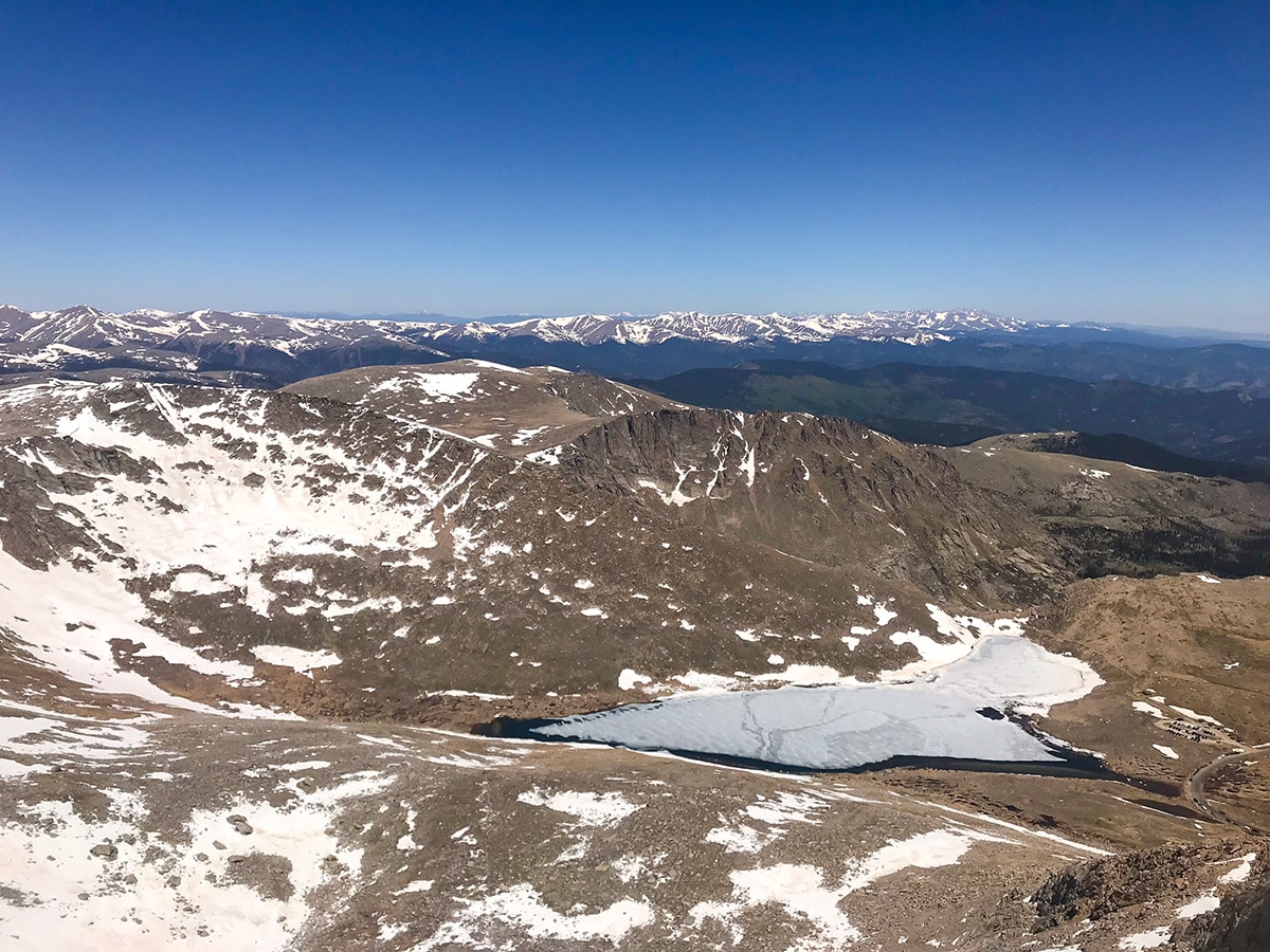 Beautiful lake below Mount Evans hike in Denver, Colorado