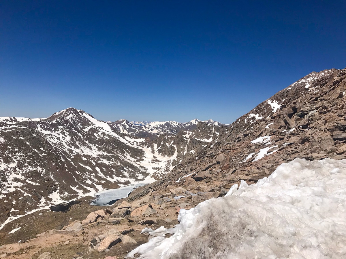 Beautiful winter panorama of Mount Evans hike near Denver