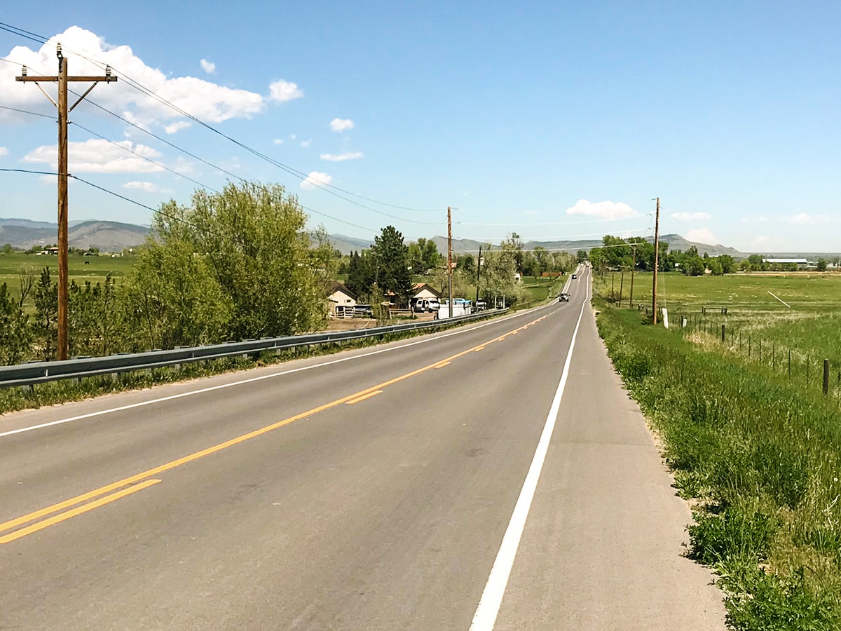 Village on N 63rd St loop road biking route in Boulder, Colorado