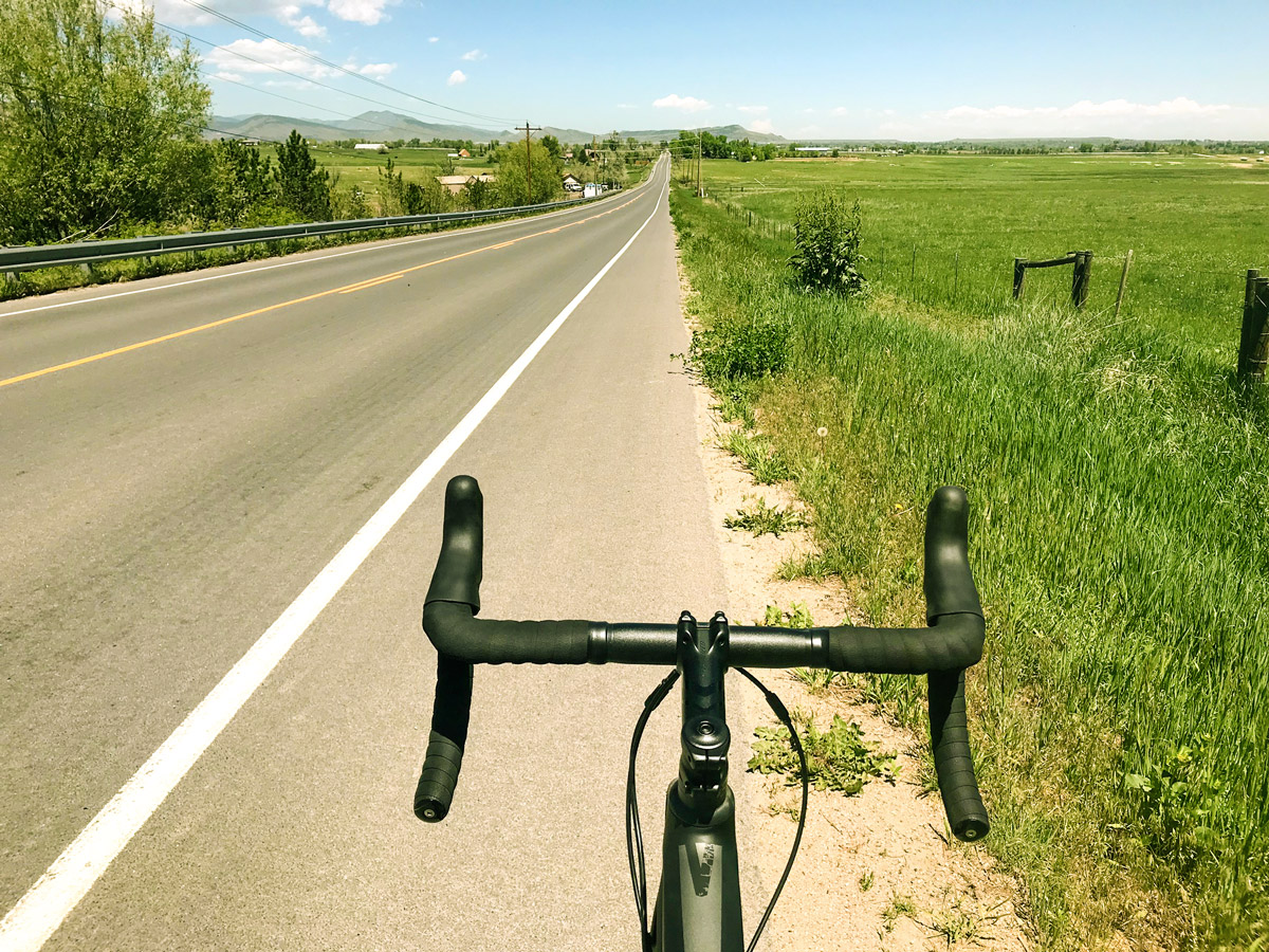Biking on N 63rd St loop road biking route in Boulder, Colorado