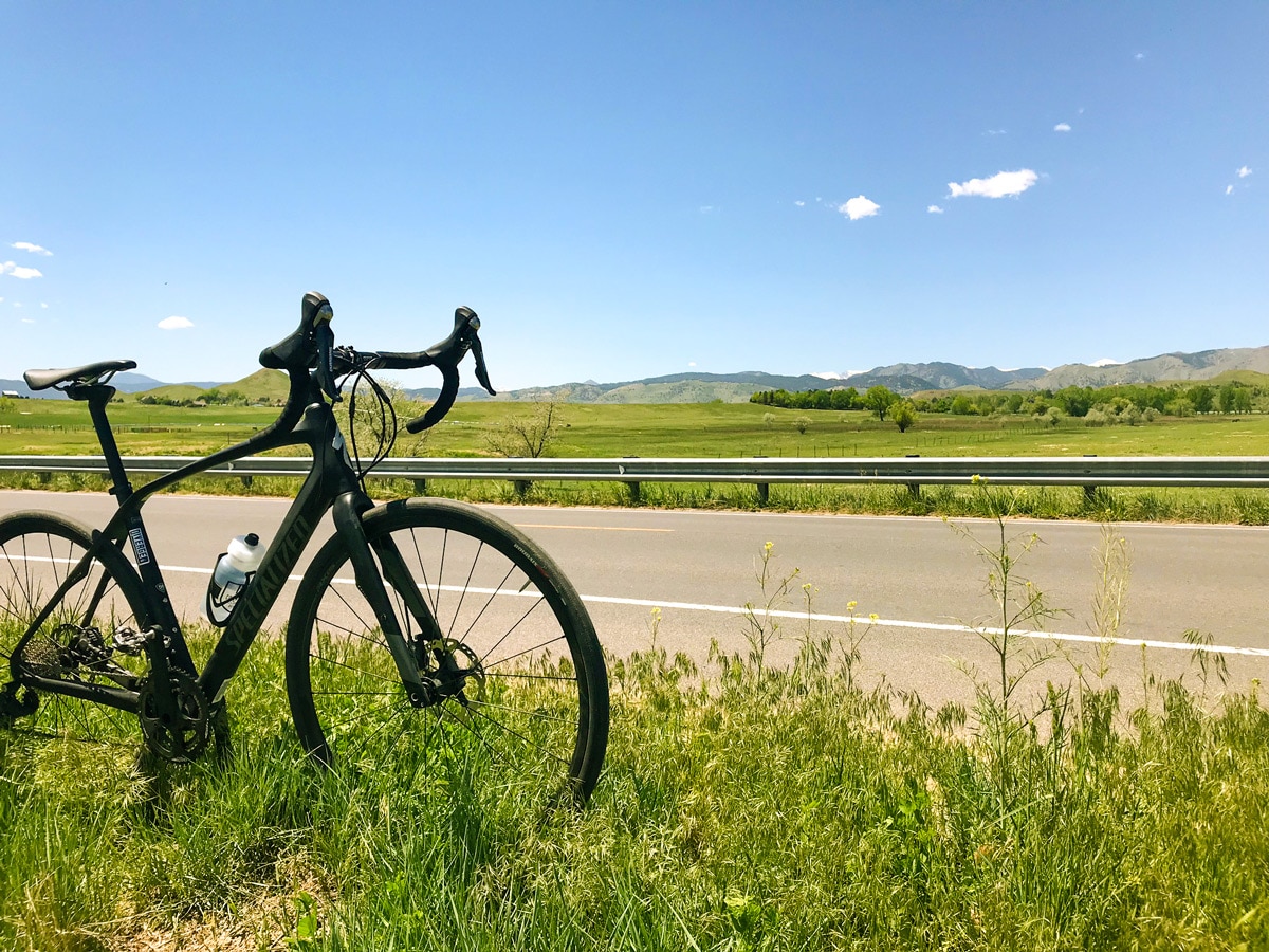 Cycling on N 63rd St loop road biking route in Boulder, Colorado