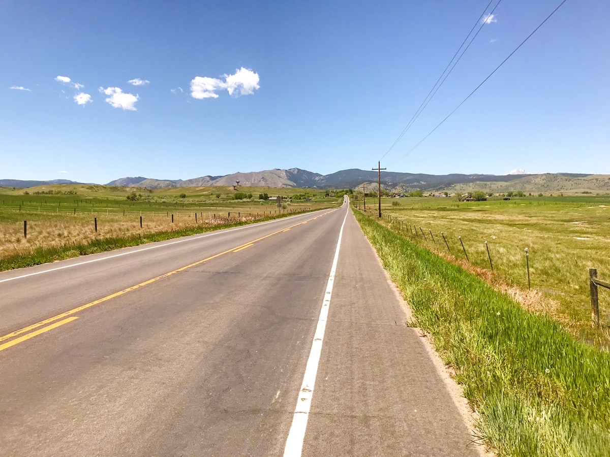 Route of N 63rd St loop road biking route in Boulder, Colorado