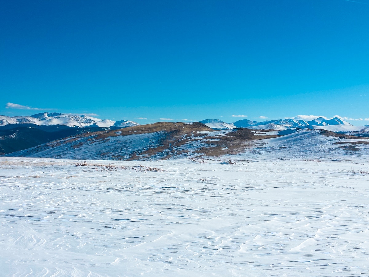 Snow on the plateau on St. Mary's Glacier hike in Denver, Colorado